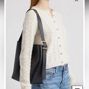 Madewell Black Leather Tote Bag